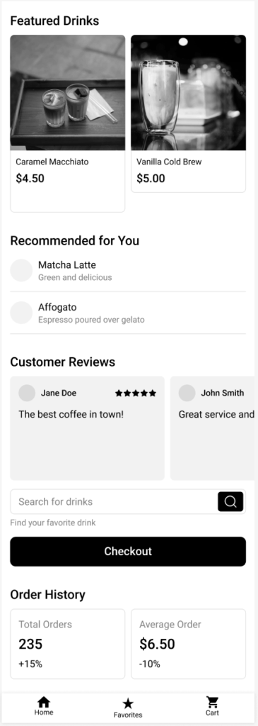 Coffee App Wireframes – UX Marks The Spot